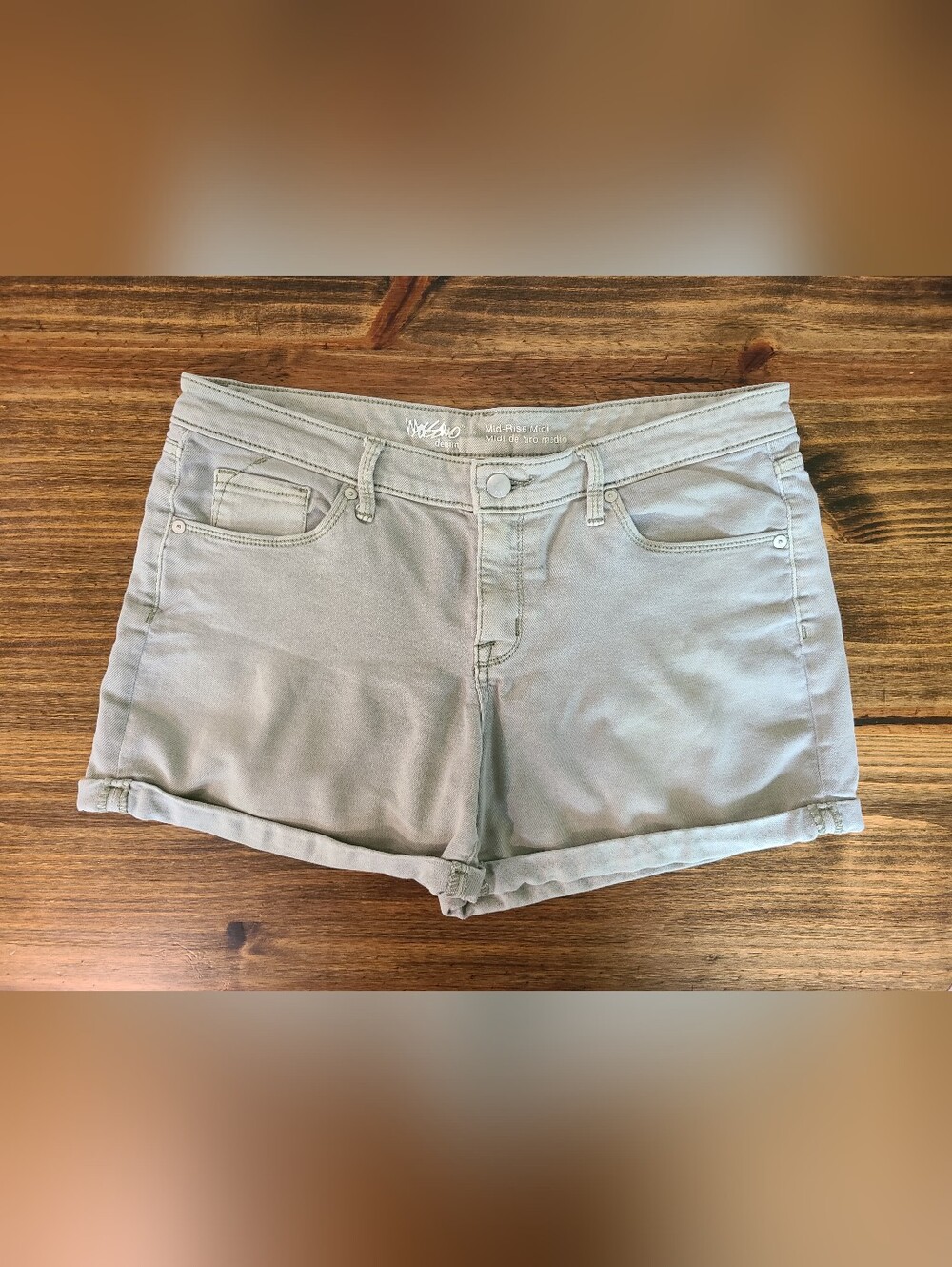 Mossimo Supply Co. Sage Green Denim Roll-Cuff Shorts